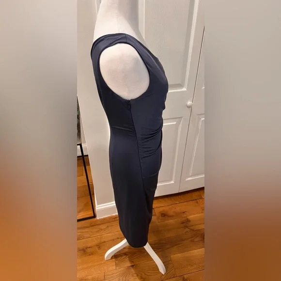 Eliza J Gray Ruched One Shoulder Cocktail Dress | Size 6 | Steel - Picture 5 of 11